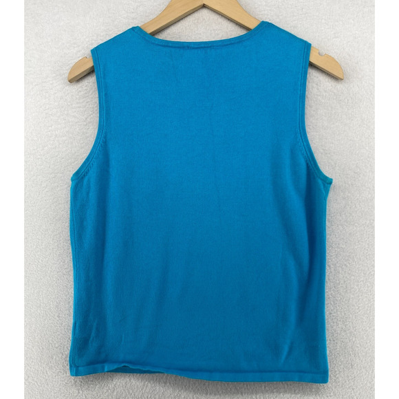 LILLY PULITZER Sweater L Vest Tank Round Neck Pullover Sleeveless Shell Blue - Picture 3 of 11
